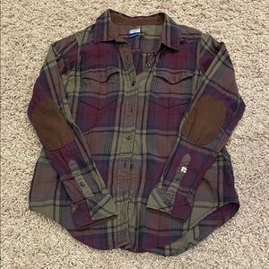 Kavu Plaid Button-Up Shirt - Purple and Brown